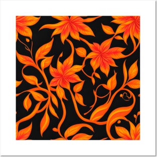 Seamless flower and leaf pattern, Posters and Art